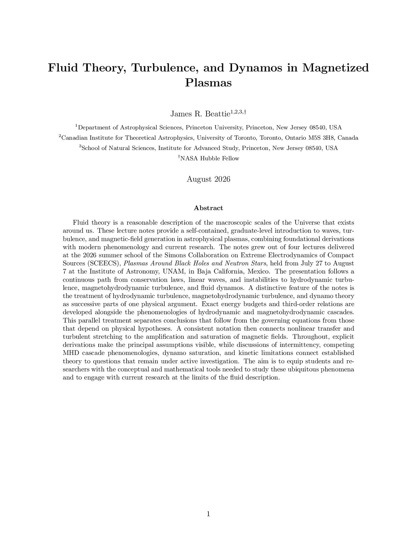 Preview slide for Fluid Theory, Turbulence, and Dynamos in Magnetized Plasmas